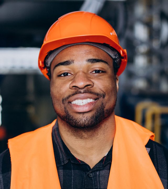 Portrait of african american man at a factory